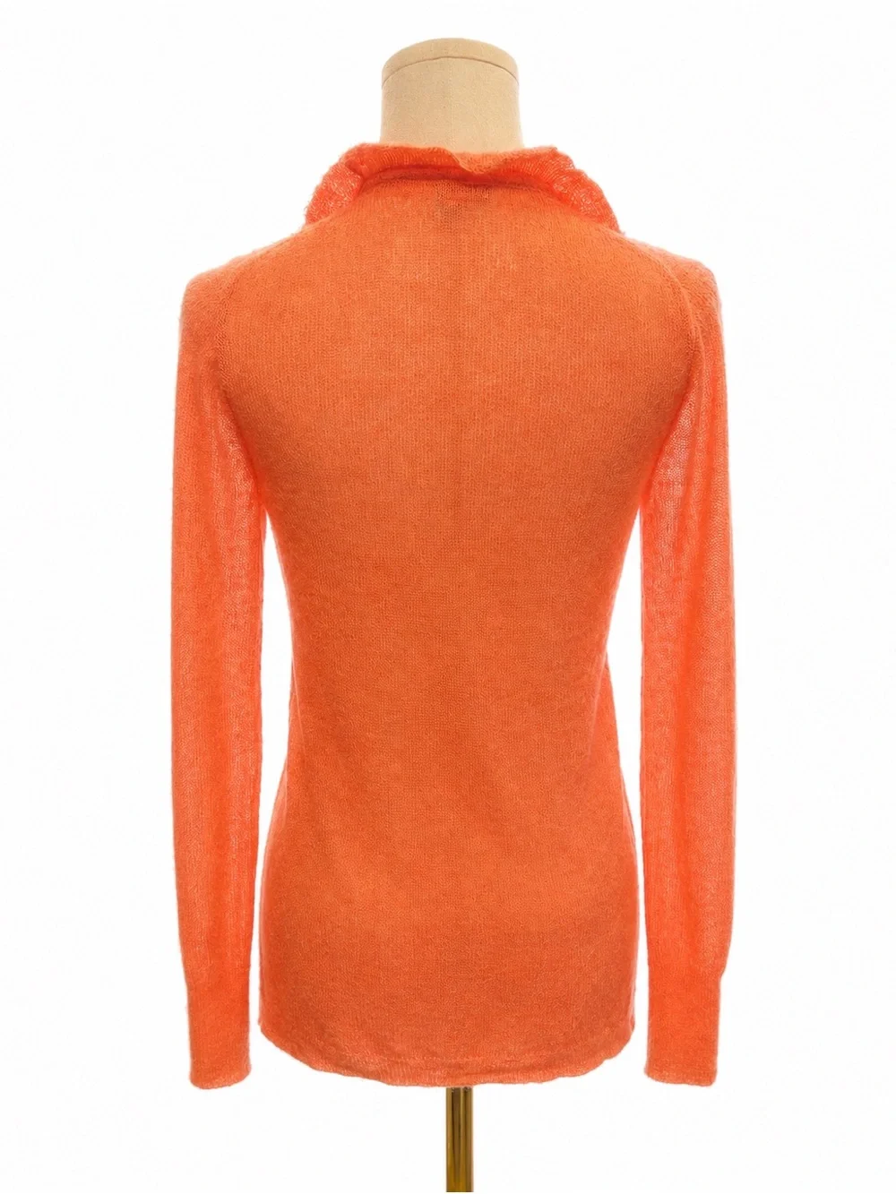 J.Crew Ruffle Front Mohair Blend Cardigan Sweater Coral Orange No Size Tag